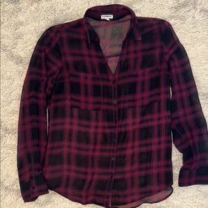 Express Red and Purple Button Down Shirt